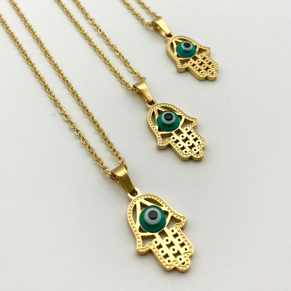 Evil Eye Necklace 🧿 Gold Plated Stainless Steel - Picture 3 of 8